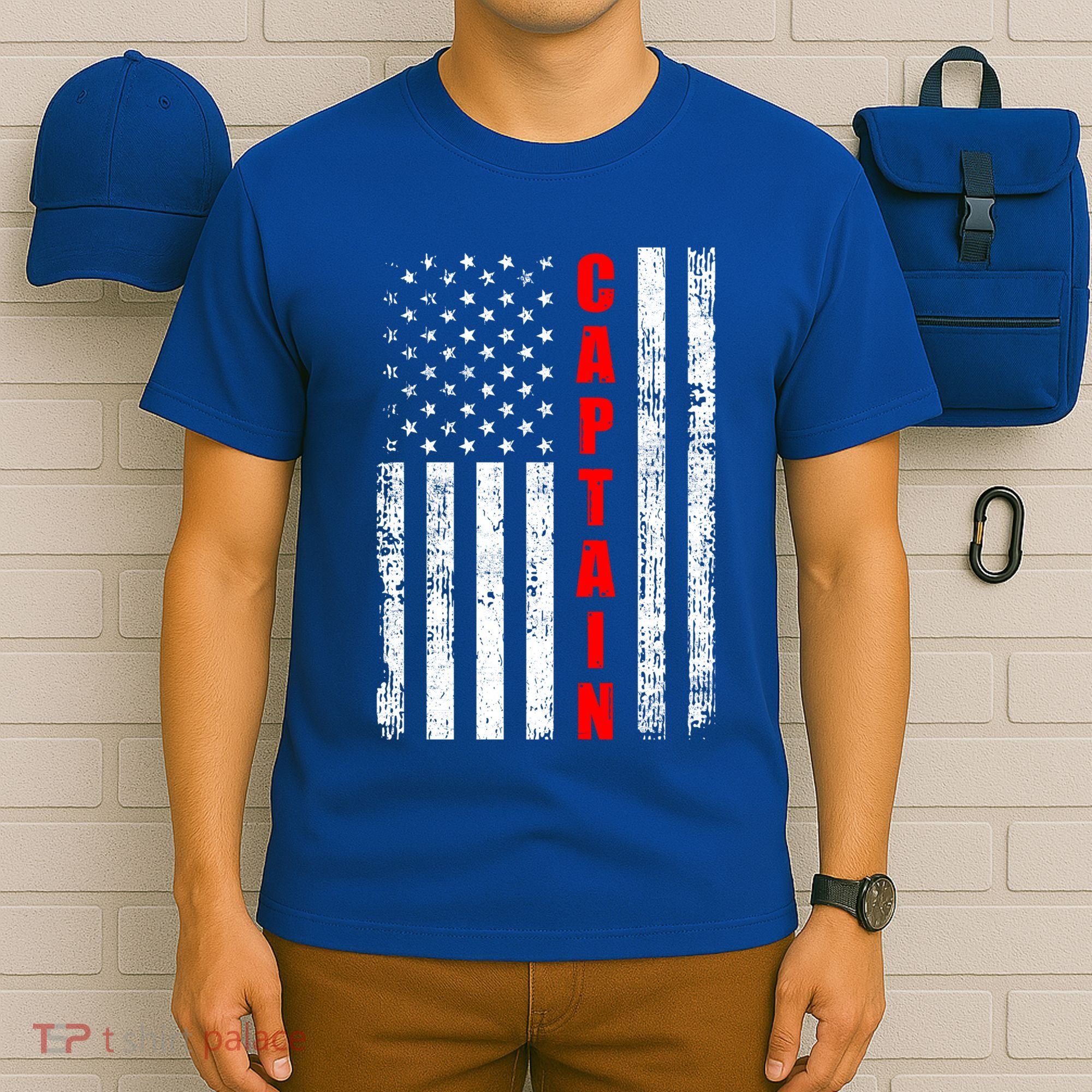 Chief Firefighter Usa Patriotic American Flag Funny Fire Gift T-Shirt