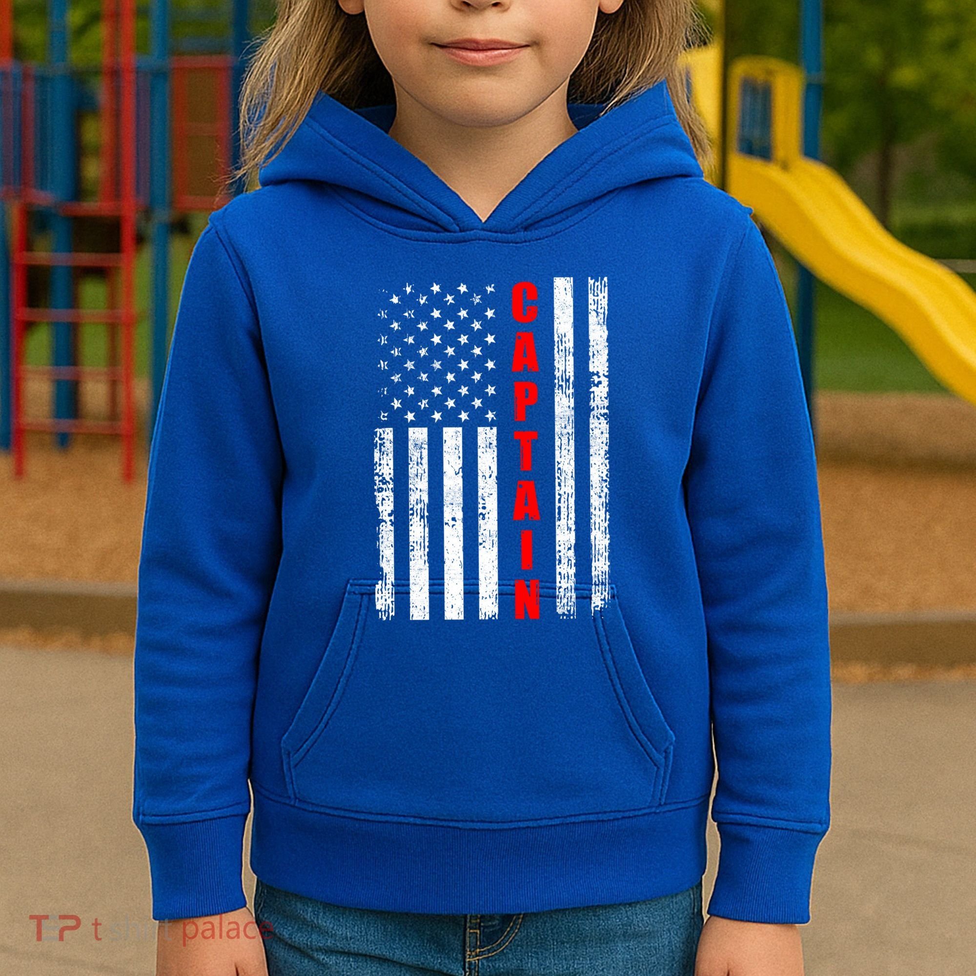 Chief Firefighter Usa Patriotic American Flag Funny Fire Gift Kids Hoodie