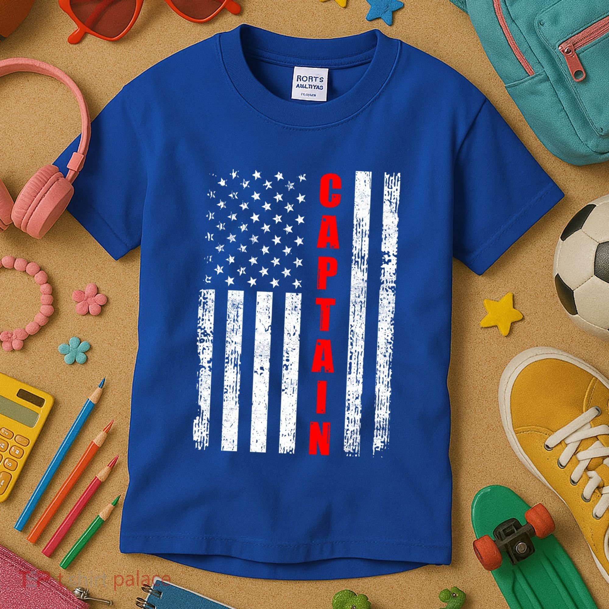 Chief Firefighter Usa Patriotic American Flag Funny Fire Gift Kids T-Shirt