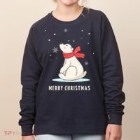 Cute Funny & Unique Christmas Polar Bear & Snow Gift Women's Sweatshirt thumb 0