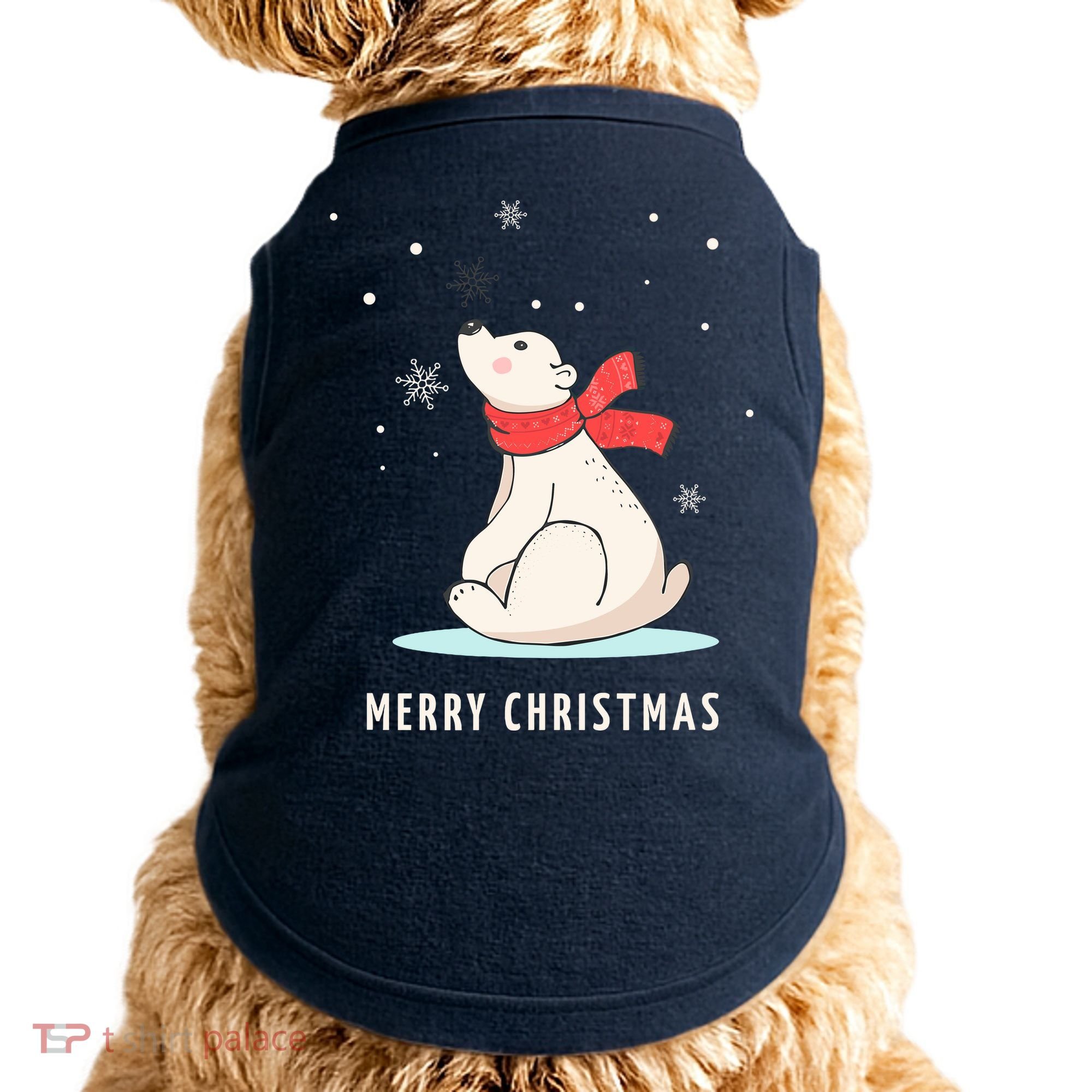 Cute Funny & Unique Christmas Polar Bear & Snow Gift Doggie Tank