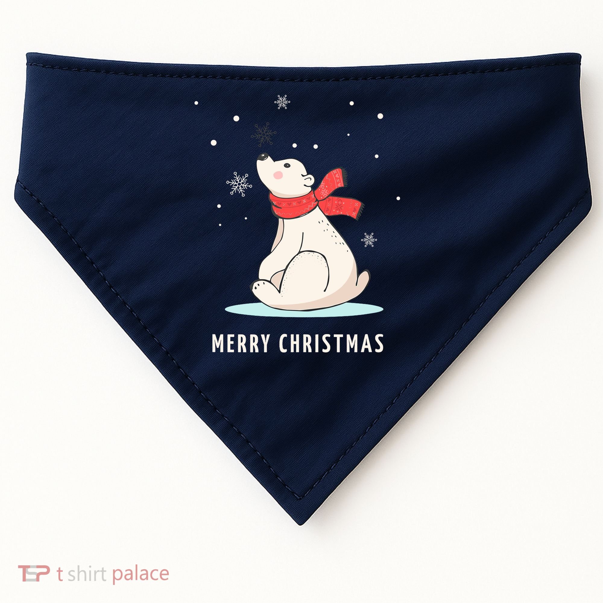 Cute Funny & Unique Christmas Polar Bear & Snow Gift USA-Made Doggie Bandana