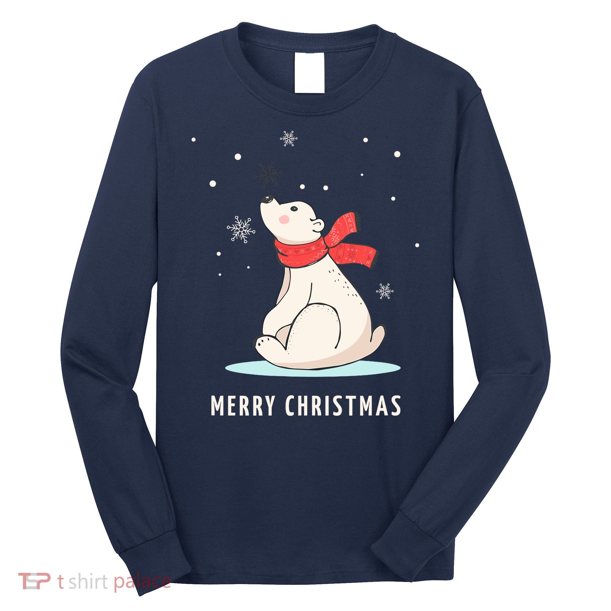 Cute Funny & Unique Christmas Polar Bear & Snow Gift Long Sleeve Shirt