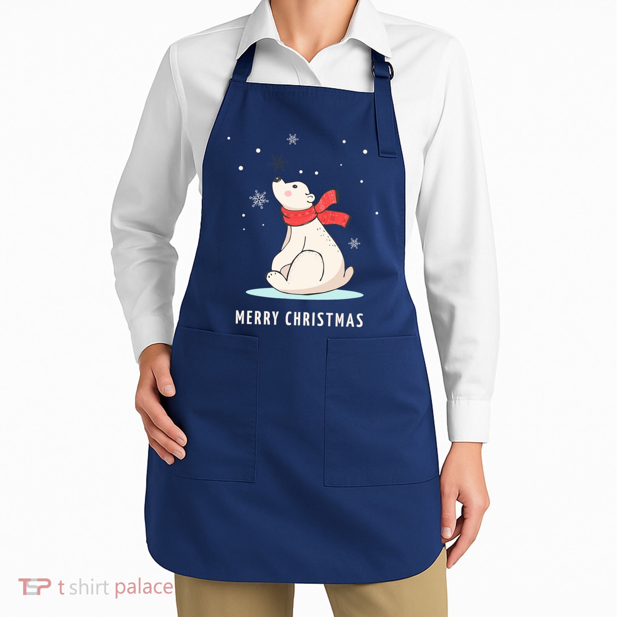Cute Funny & Unique Christmas Polar Bear & Snow Gift Apron