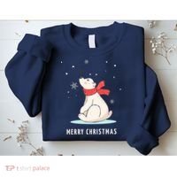 Cute Funny & Unique Christmas Polar Bear & Snow Gift Sweatshirt thumb 2