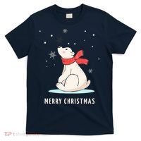 Cute Funny & Unique Christmas Polar Bear & Snow Gift T-Shirt thumb 0