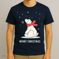 Cute Funny & Unique Christmas Polar Bear & Snow Gift T-Shirt thumb 3