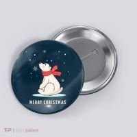 Cute Funny & Unique Christmas Polar Bear & Snow Gift Button thumb 0
