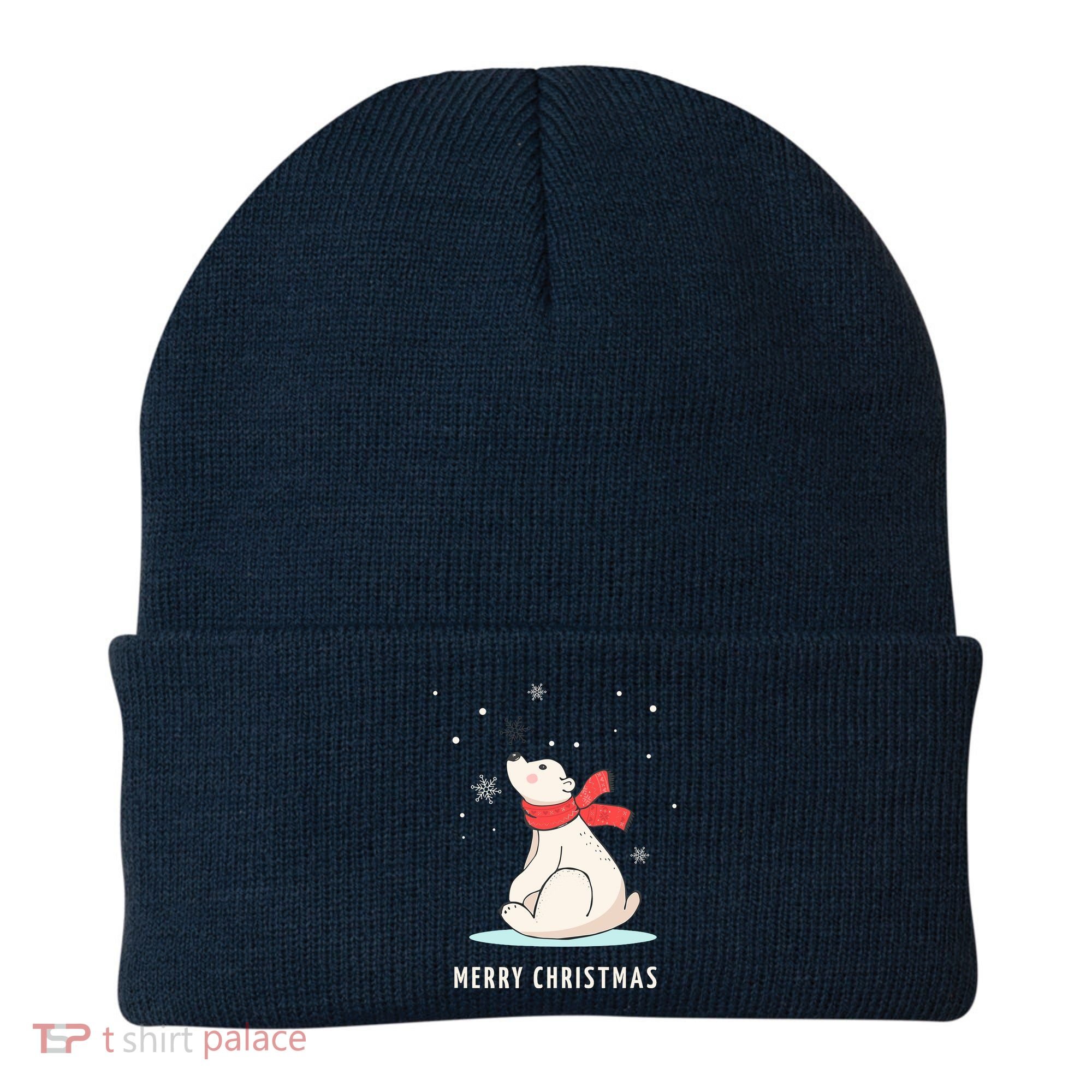 Cute Funny & Unique Christmas Polar Bear & Snow Gift Beanie