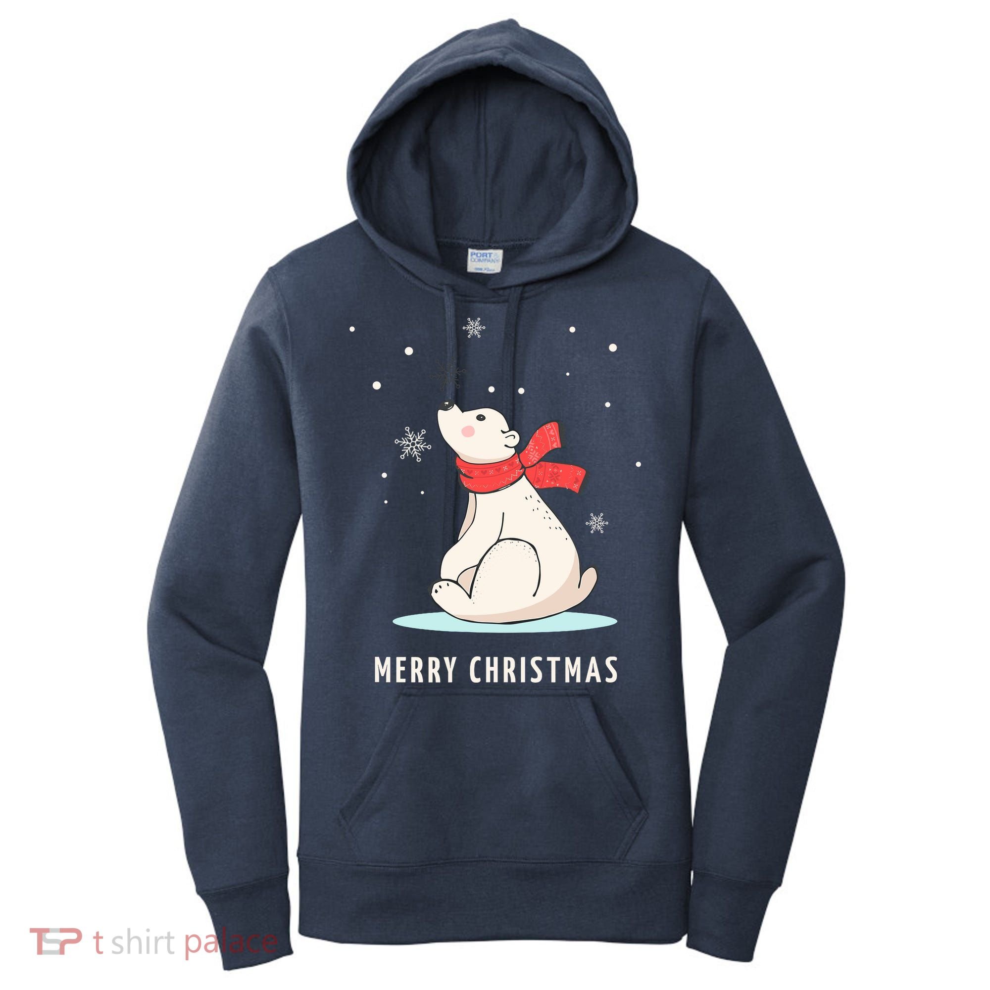 Cute Funny & Unique Christmas Polar Bear & Snow Gift Women's Hoodie