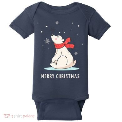 Cute Funny & Unique Christmas Polar Bear & Snow Gift Baby Bodysuit