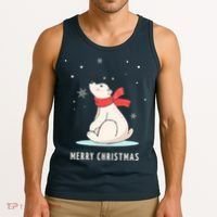 Cute Funny & Unique Christmas Polar Bear & Snow Gift Tank Top thumb 3