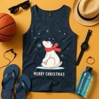 Cute Funny & Unique Christmas Polar Bear & Snow Gift Tank Top thumb 4