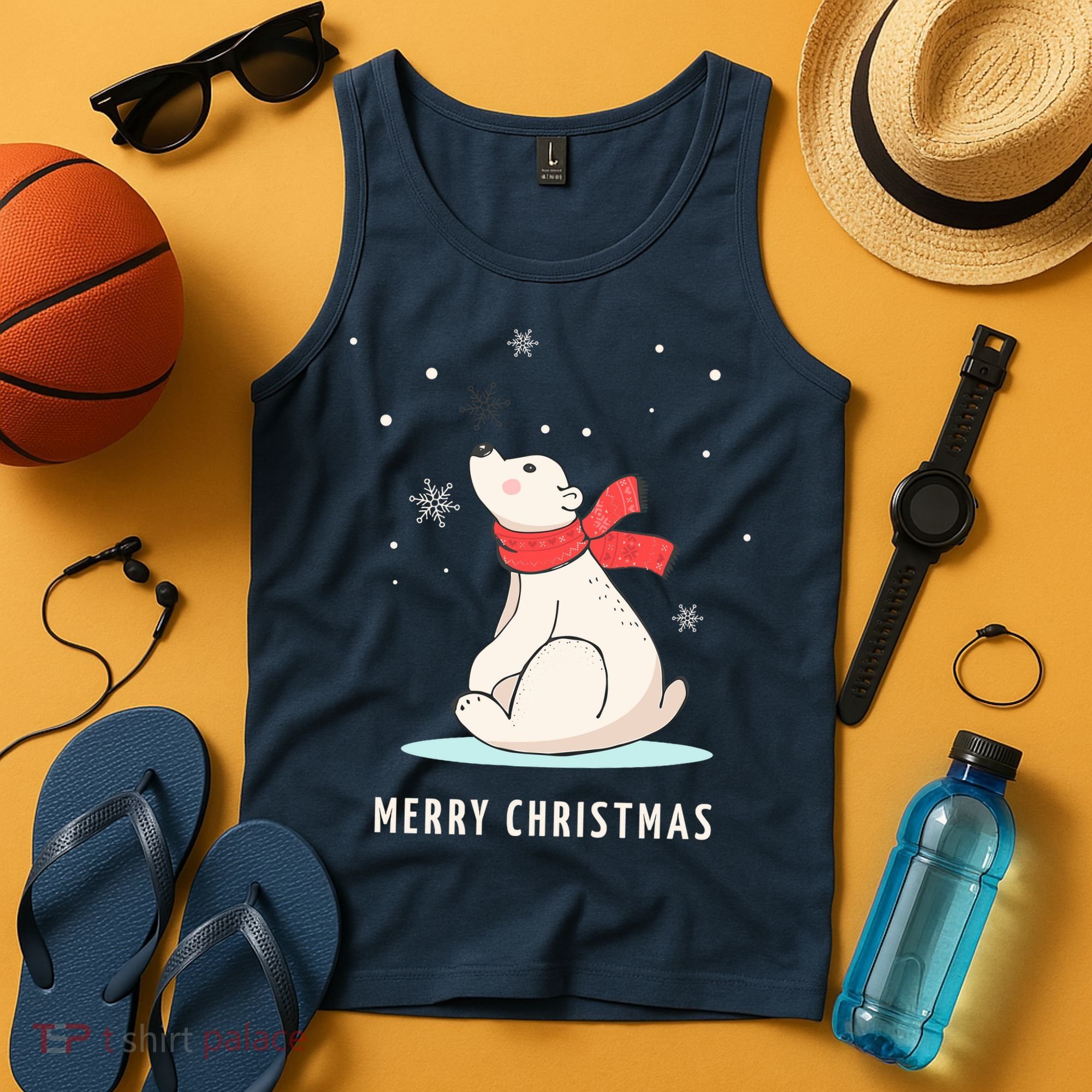 Cute Funny & Unique Christmas Polar Bear & Snow Gift Tank Top