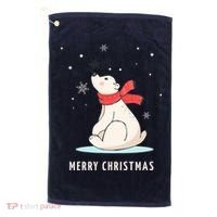 Cute Funny & Unique Christmas Polar Bear & Snow Gift Golf Towel thumb 0