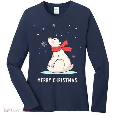 Cute Funny & Unique Christmas Polar Bear & Snow Gift Women's Long Sleeve Shirt