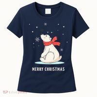 Cute Funny & Unique Christmas Polar Bear & Snow Gift Women's T-Shirt thumb 0