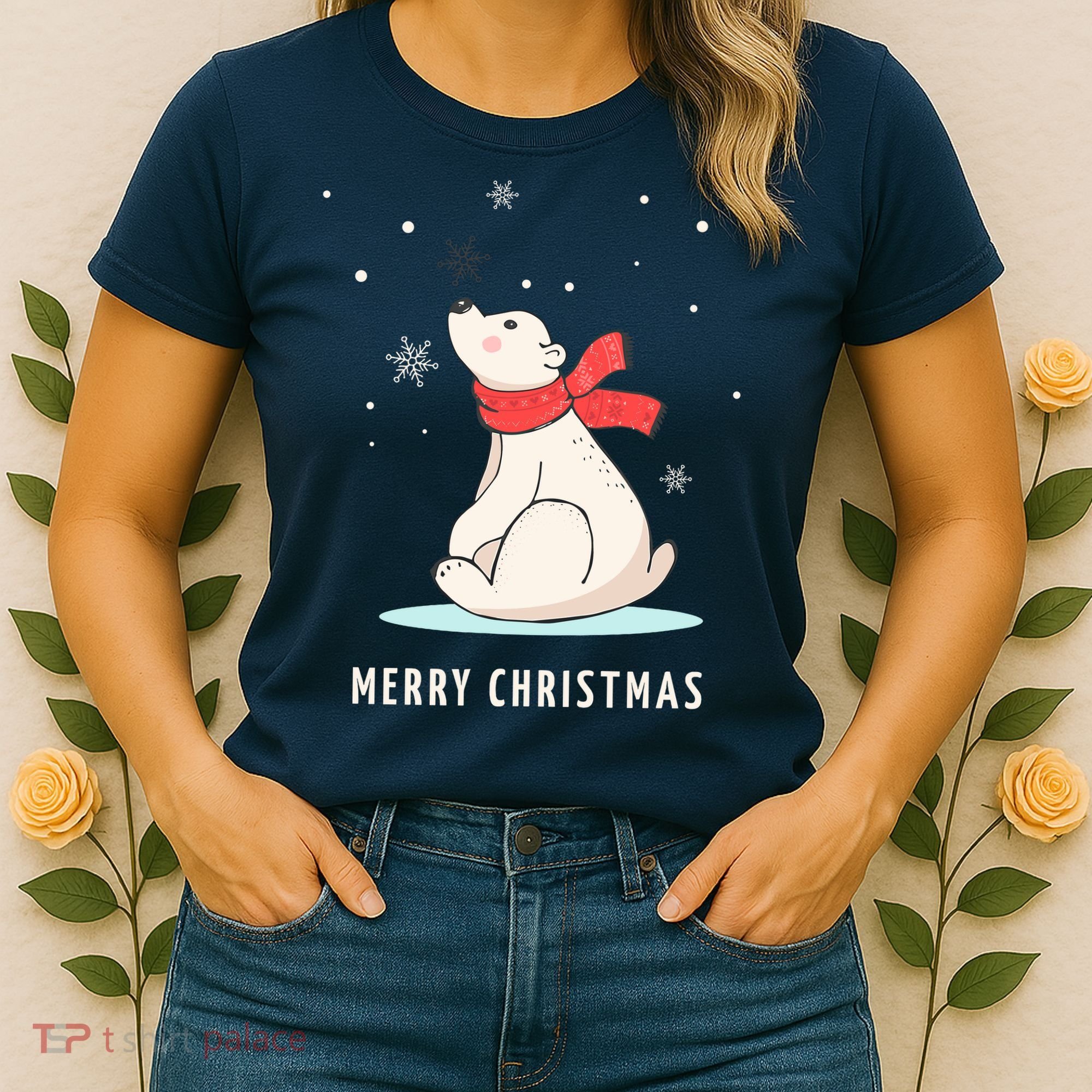 Cute Funny & Unique Christmas Polar Bear & Snow Gift Women's T-Shirt
