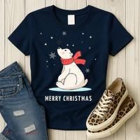 Cute Funny & Unique Christmas Polar Bear & Snow Gift Women's T-Shirt thumb 3