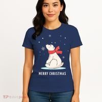 Cute Funny & Unique Christmas Polar Bear & Snow Gift Women's T-Shirt thumb 4