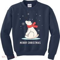 Cute Funny & Unique Christmas Polar Bear & Snow Gift Kids Sweatshirt thumb 0
