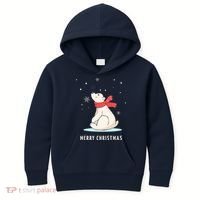 Cute Funny & Unique Christmas Polar Bear & Snow Gift Kids Hoodie thumb 0
