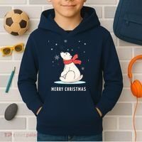 Cute Funny & Unique Christmas Polar Bear & Snow Gift Kids Hoodie thumb 2