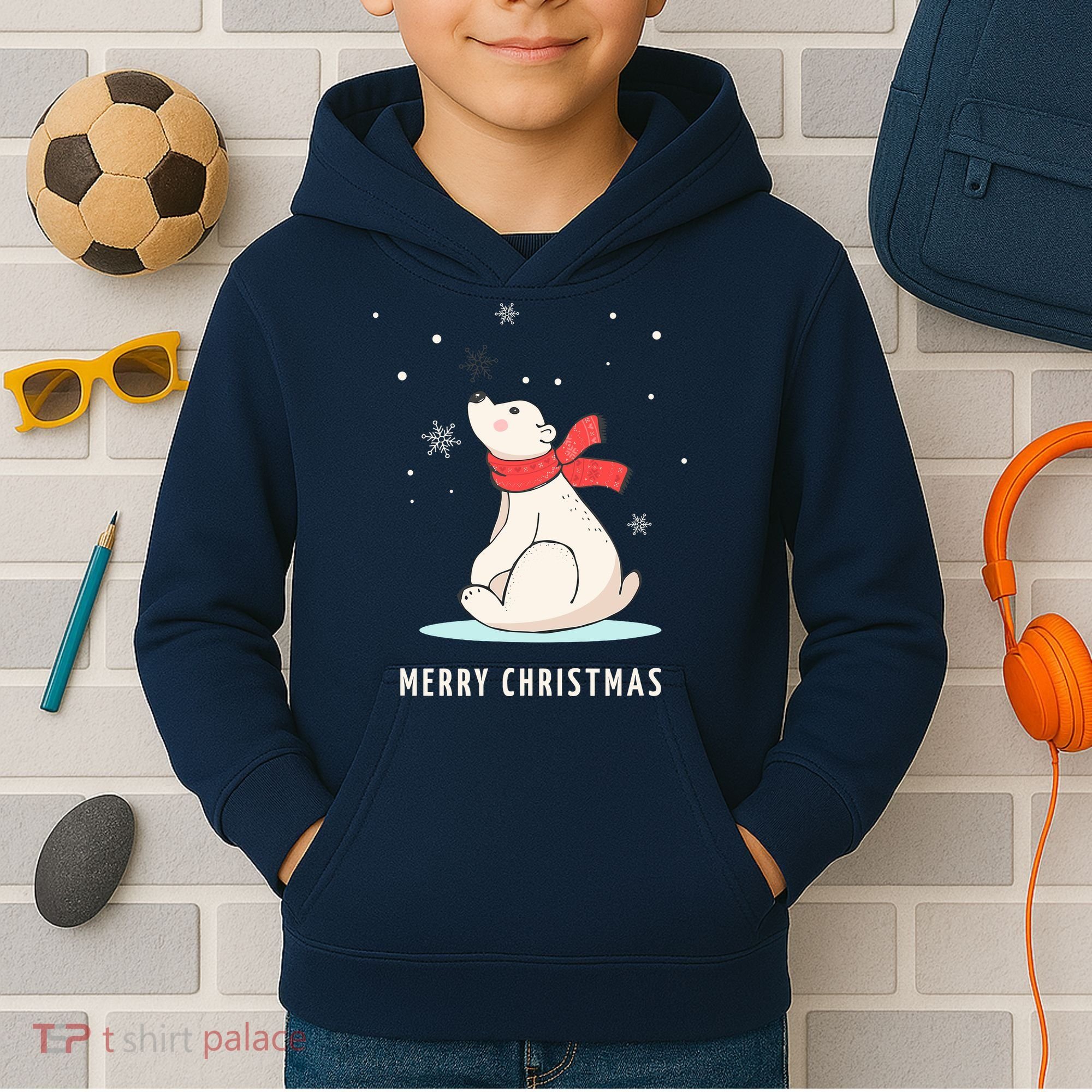 Cute Funny & Unique Christmas Polar Bear & Snow Gift Kids Hoodie