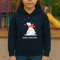 Cute Funny & Unique Christmas Polar Bear & Snow Gift Kids Hoodie thumb 3