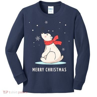 Cute Funny & Unique Christmas Polar Bear & Snow Gift Kids Long Sleeve Shirt