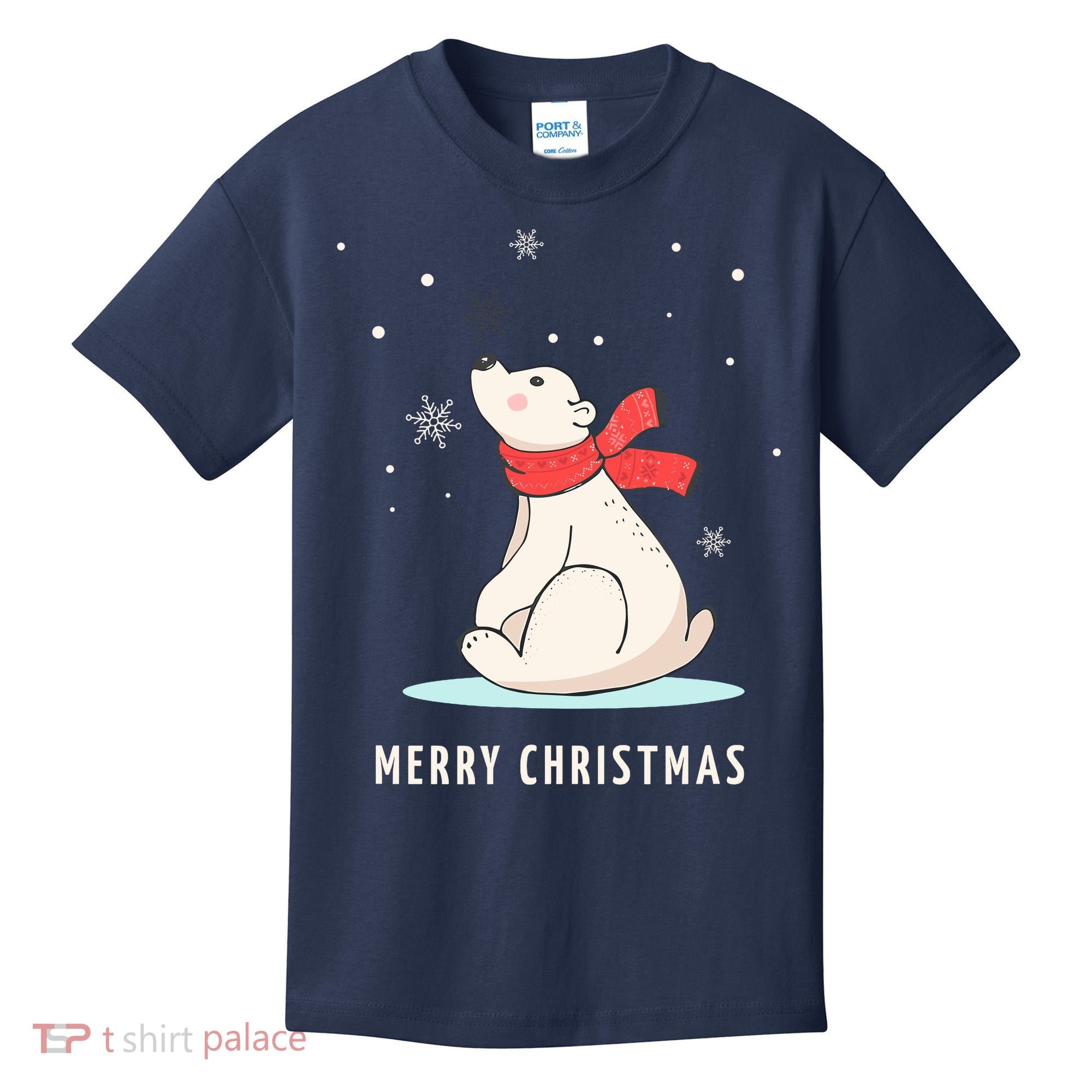 Cute Funny & Unique Christmas Polar Bear & Snow Gift Kids T-Shirt