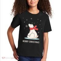 Cute Funny & Unique Christmas Polar Bear & Snow Gift Kids T-Shirt thumb 2