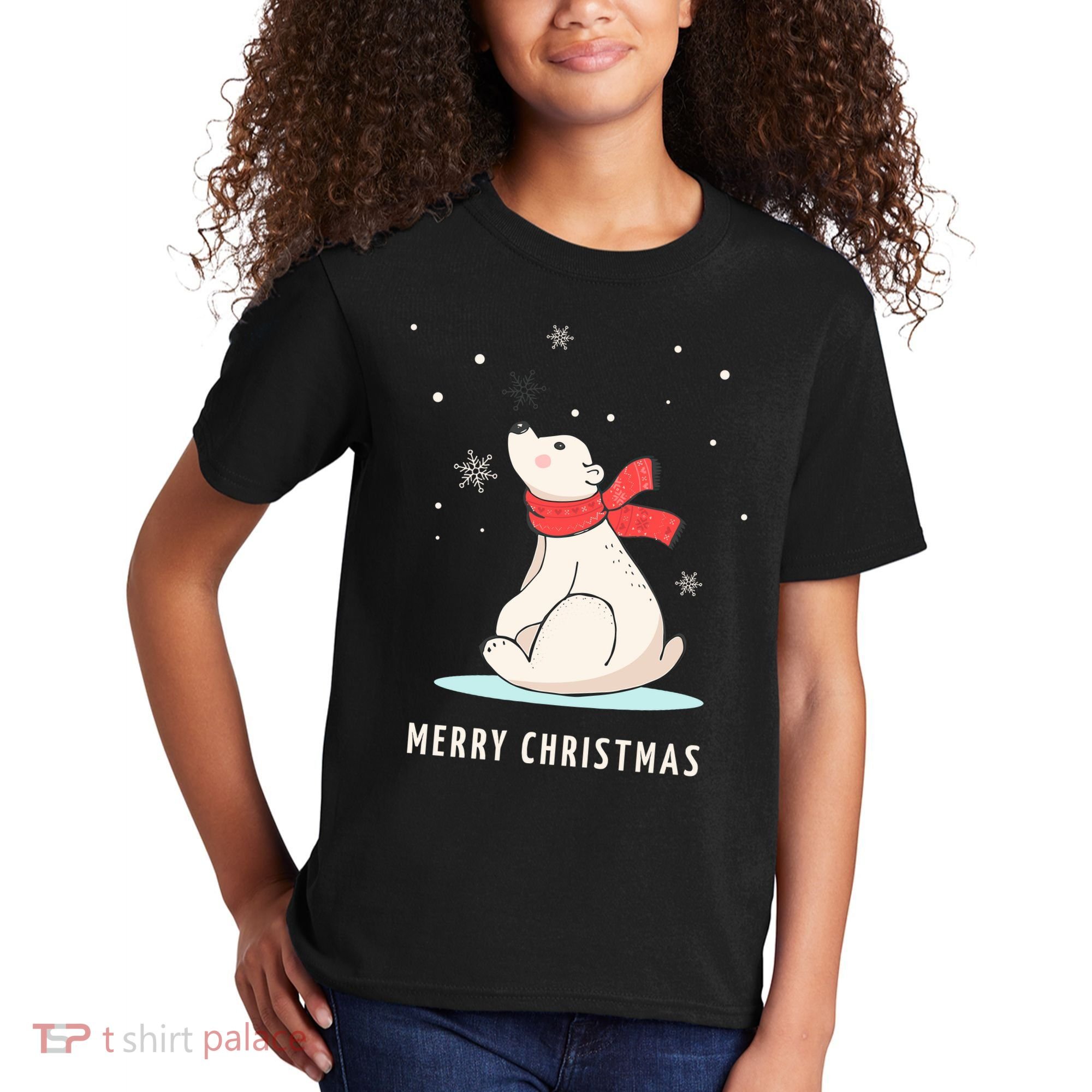 Cute Funny & Unique Christmas Polar Bear & Snow Gift Kids T-Shirt