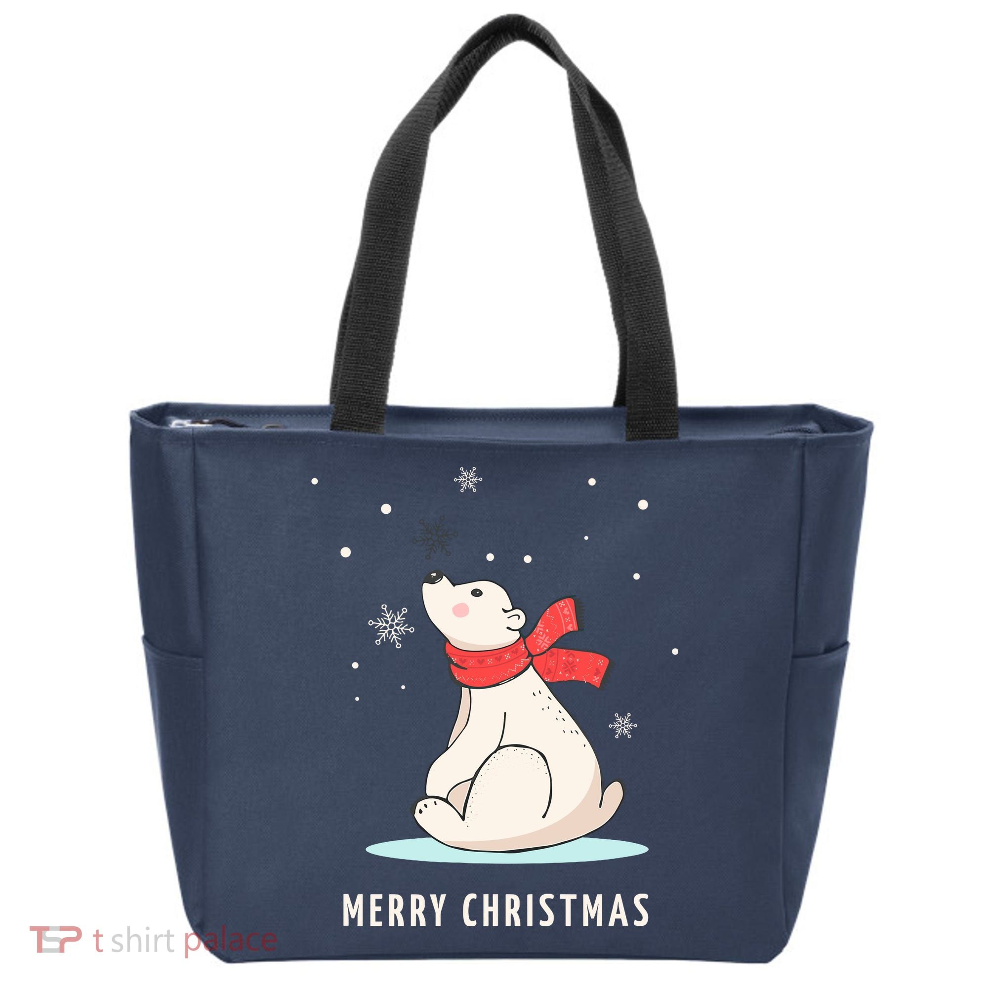 Cute Funny & Unique Christmas Polar Bear & Snow Gift Tote Bag