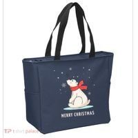 Cute Funny & Unique Christmas Polar Bear & Snow Gift Tote Bag thumb 2