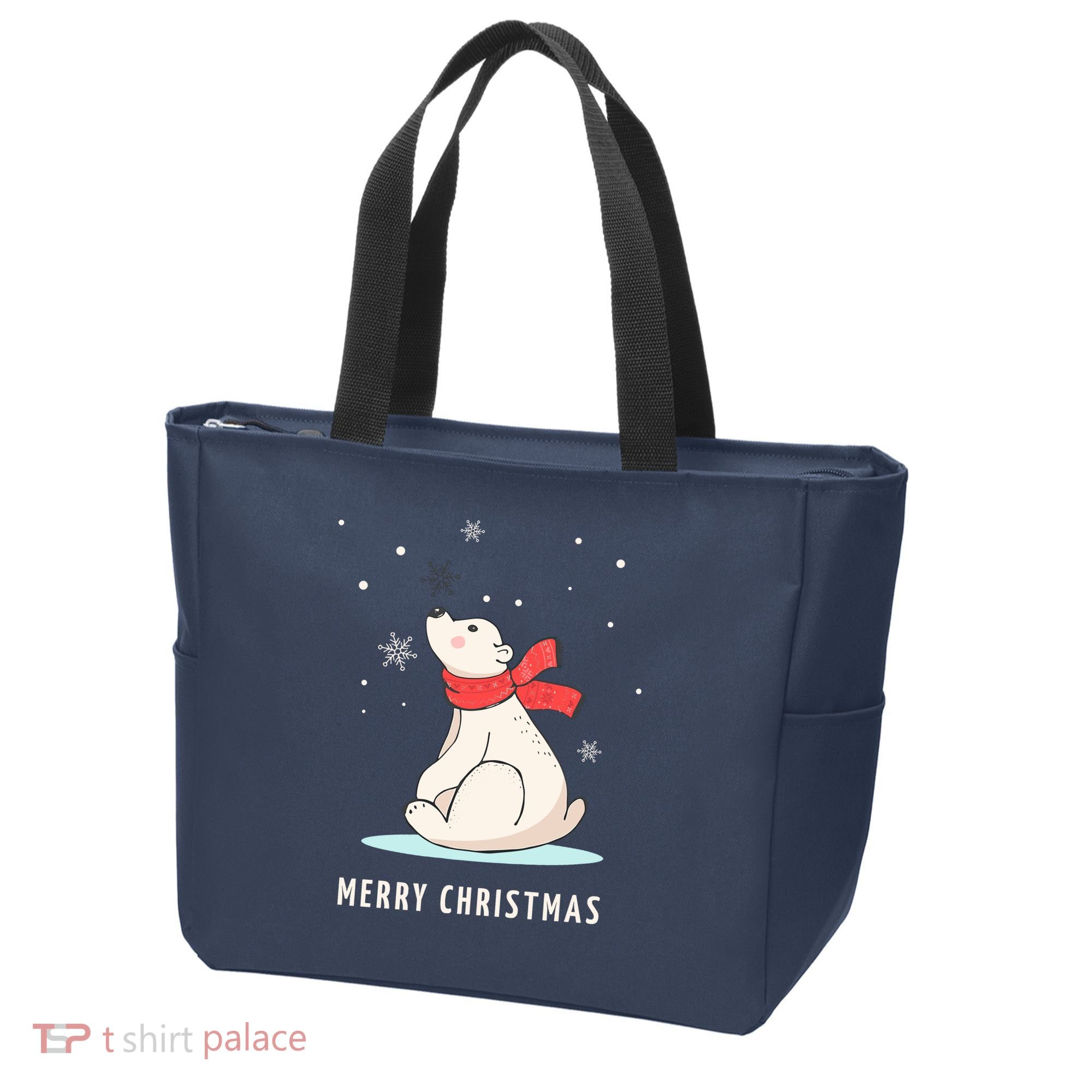 Cute Funny & Unique Christmas Polar Bear & Snow Gift Tote Bag