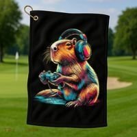 Capybara Funny Video Games Capybara Golf Towel thumb 1