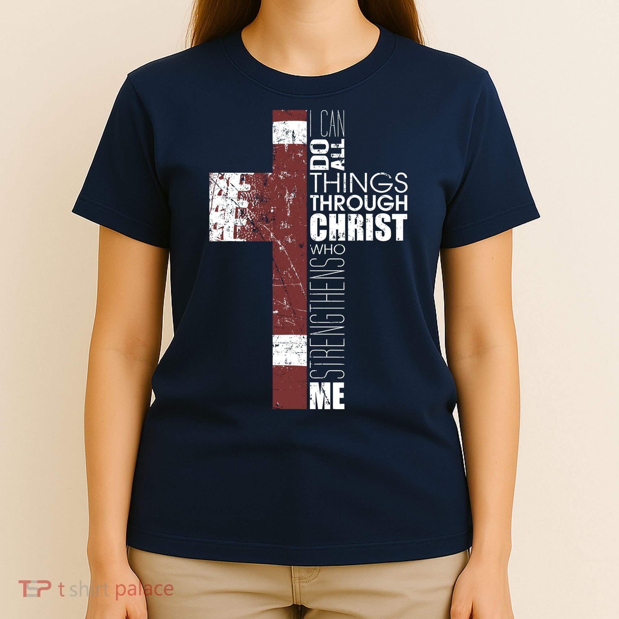 Christian Football Verse I Can Do All Things Through Christ T-Shirt