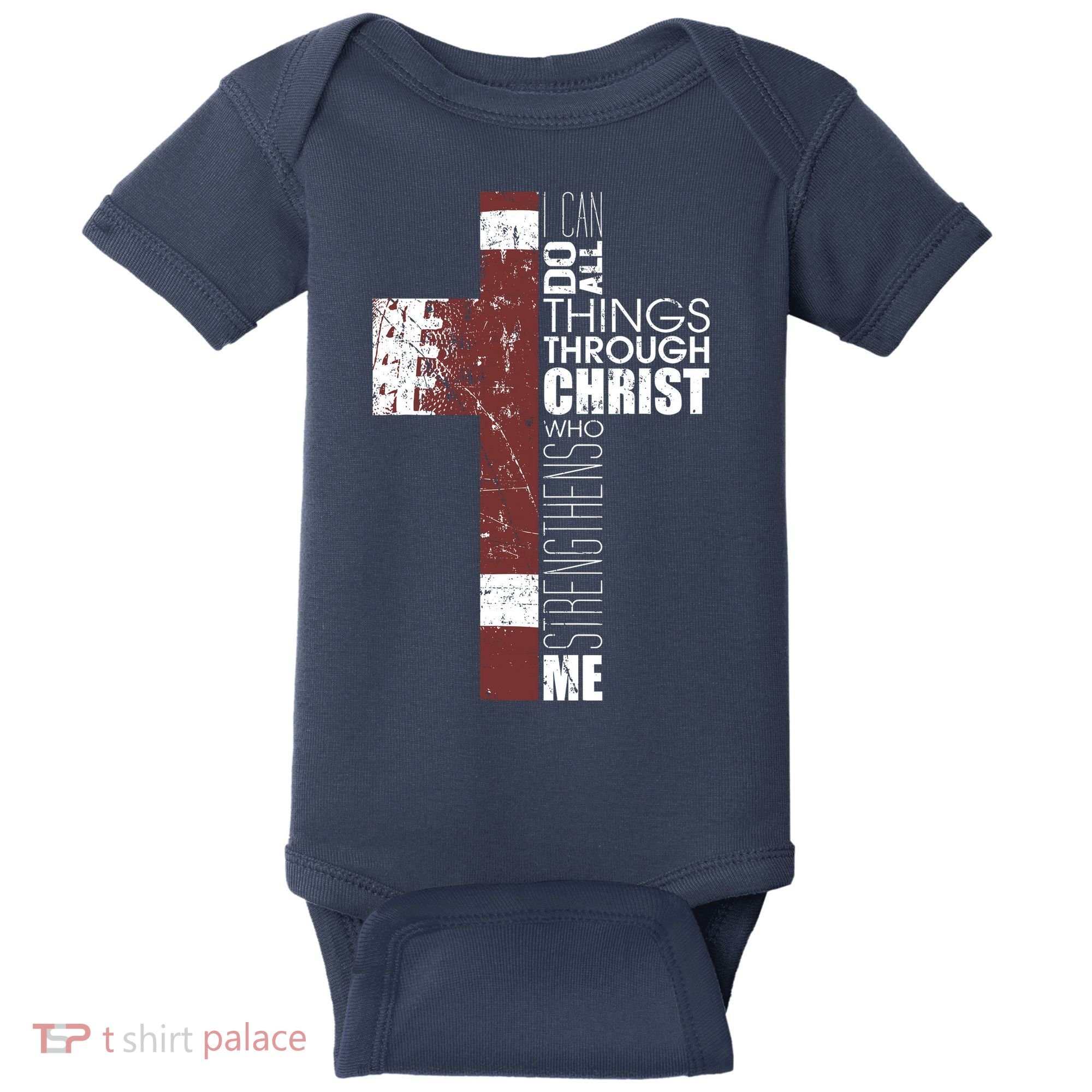 Christian Football Verse I Can Do All Things Through Christ Baby Bodysuit