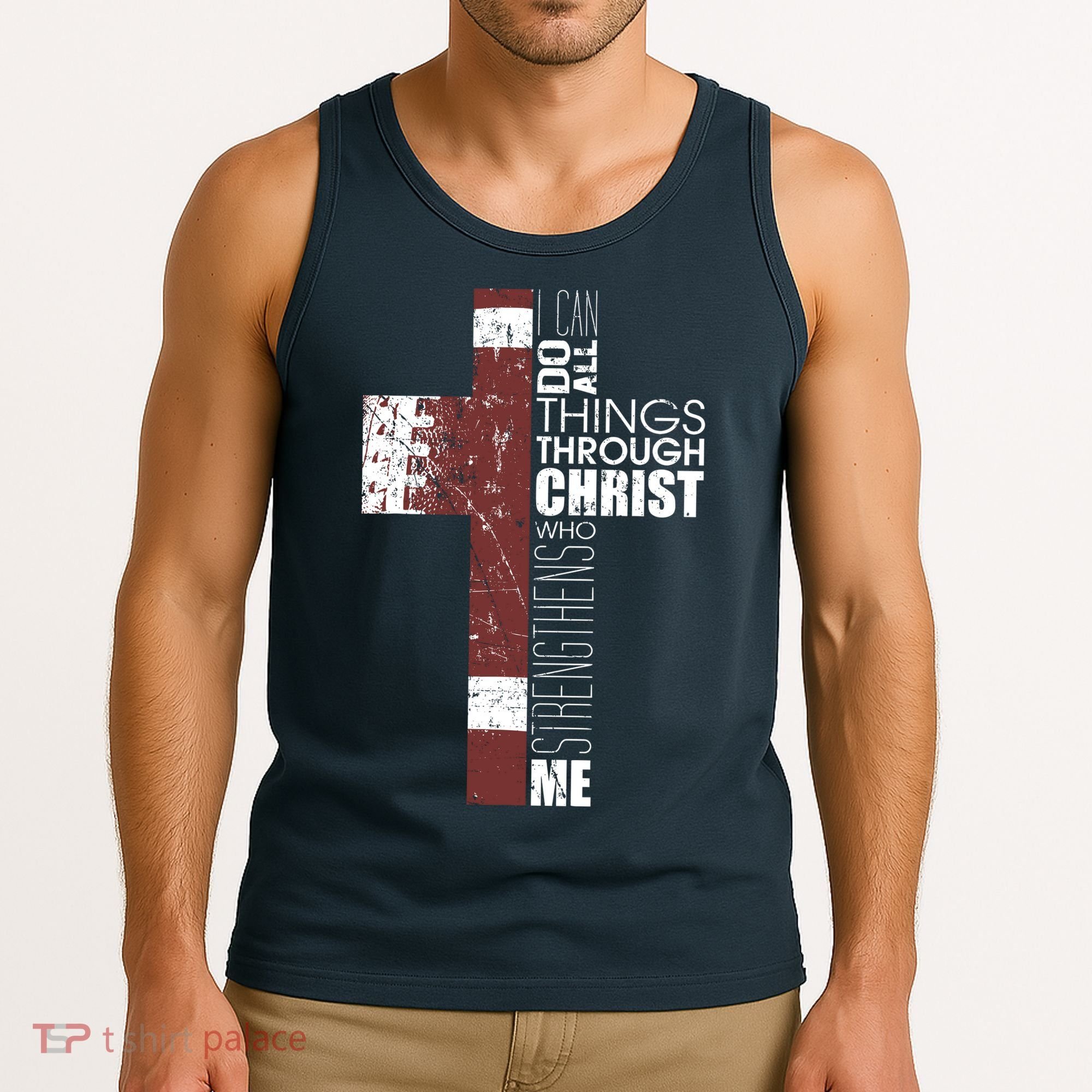 Christian Football Verse I Can Do All Things Through Christ Tank Top
