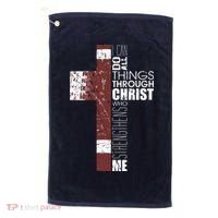 Christian Football Verse I Can Do All Things Through Christ Golf Towel thumb 0