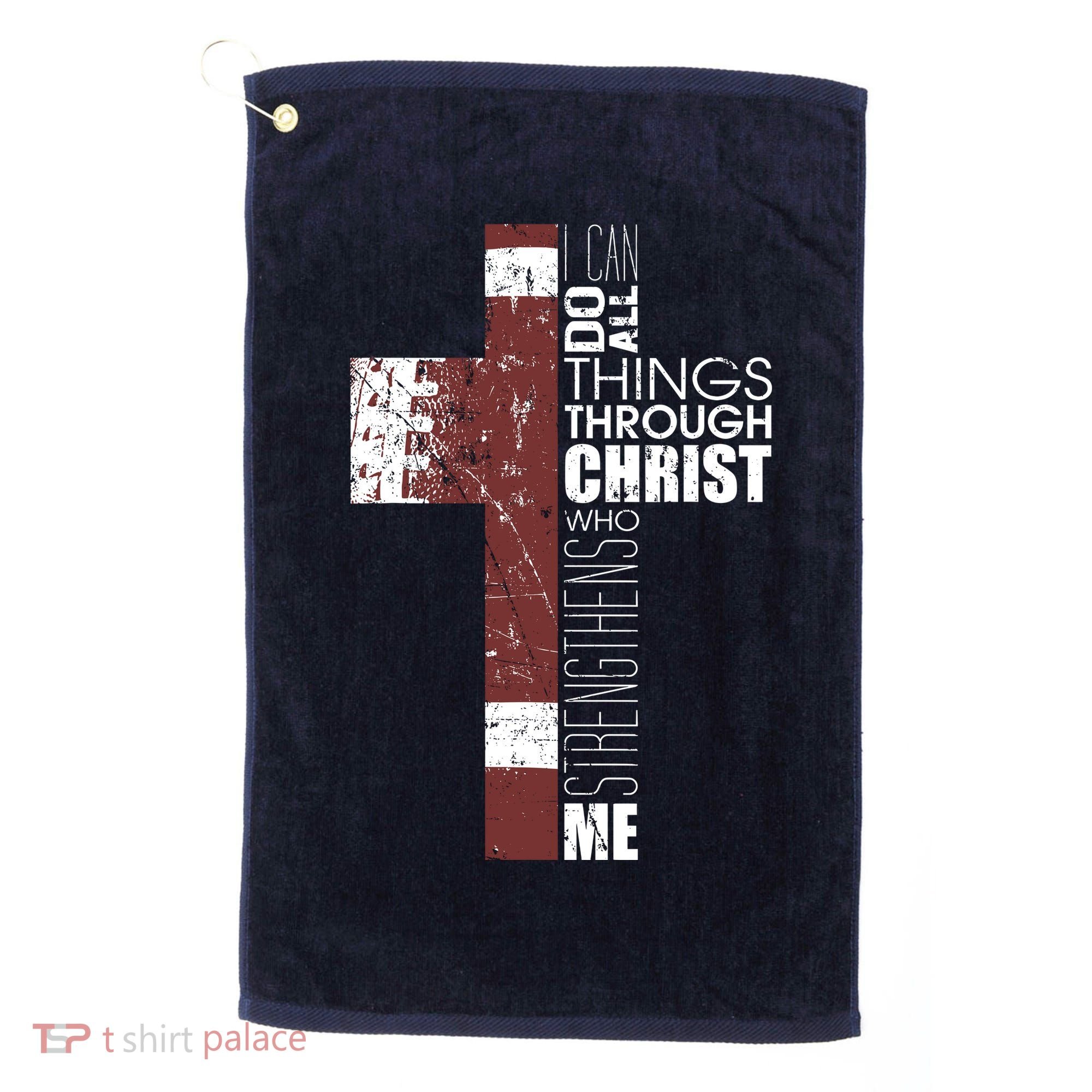 Christian Football Verse I Can Do All Things Through Christ Golf Towel