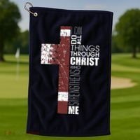 Christian Football Verse I Can Do All Things Through Christ Golf Towel thumb 1