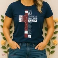 Christian Football Verse I Can Do All Things Through Christ Women's T-Shirt thumb 2