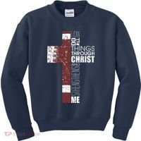Christian Football Verse I Can Do All Things Through Christ Kids Sweatshirt thumb 0