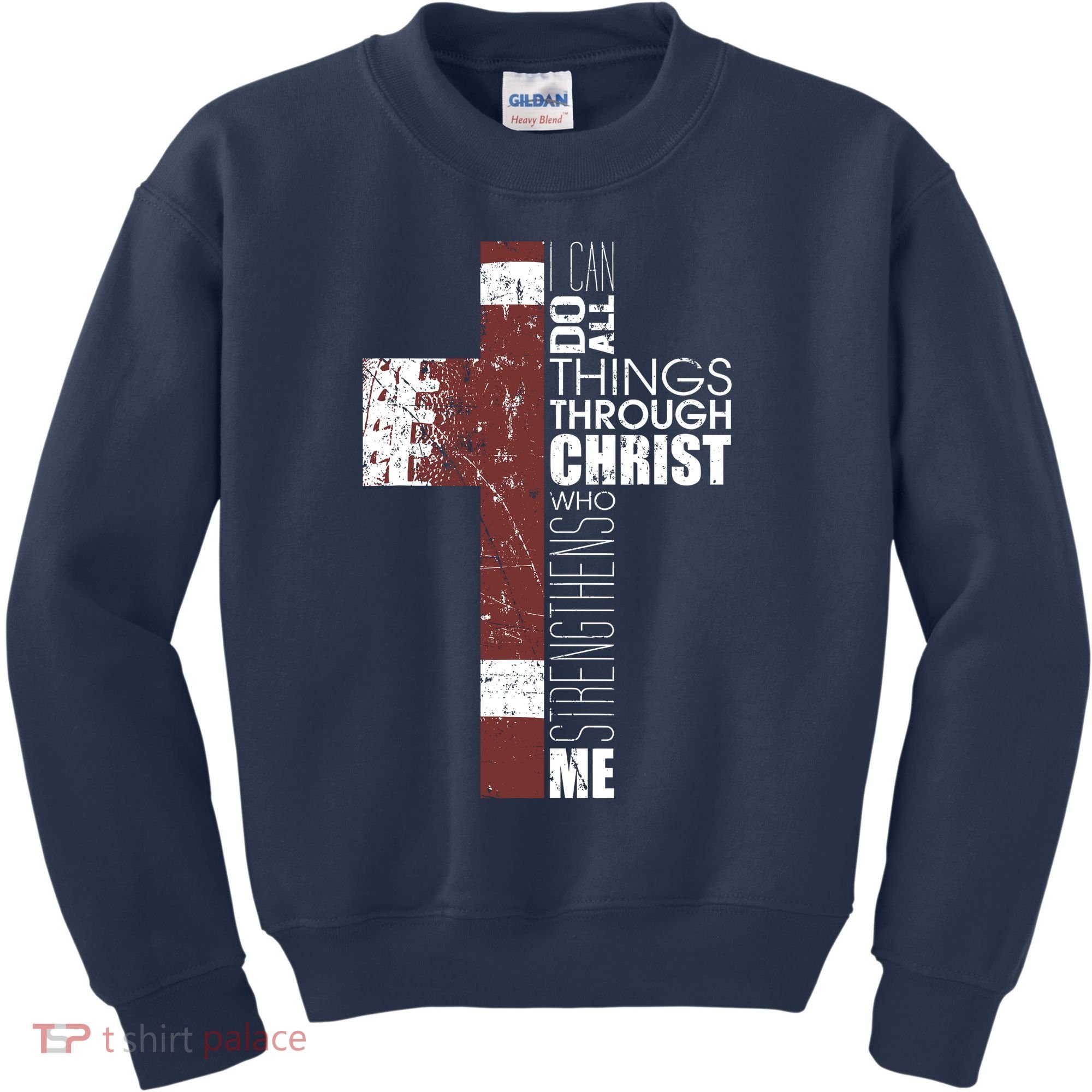 Christian Football Verse I Can Do All Things Through Christ Kids Sweatshirt