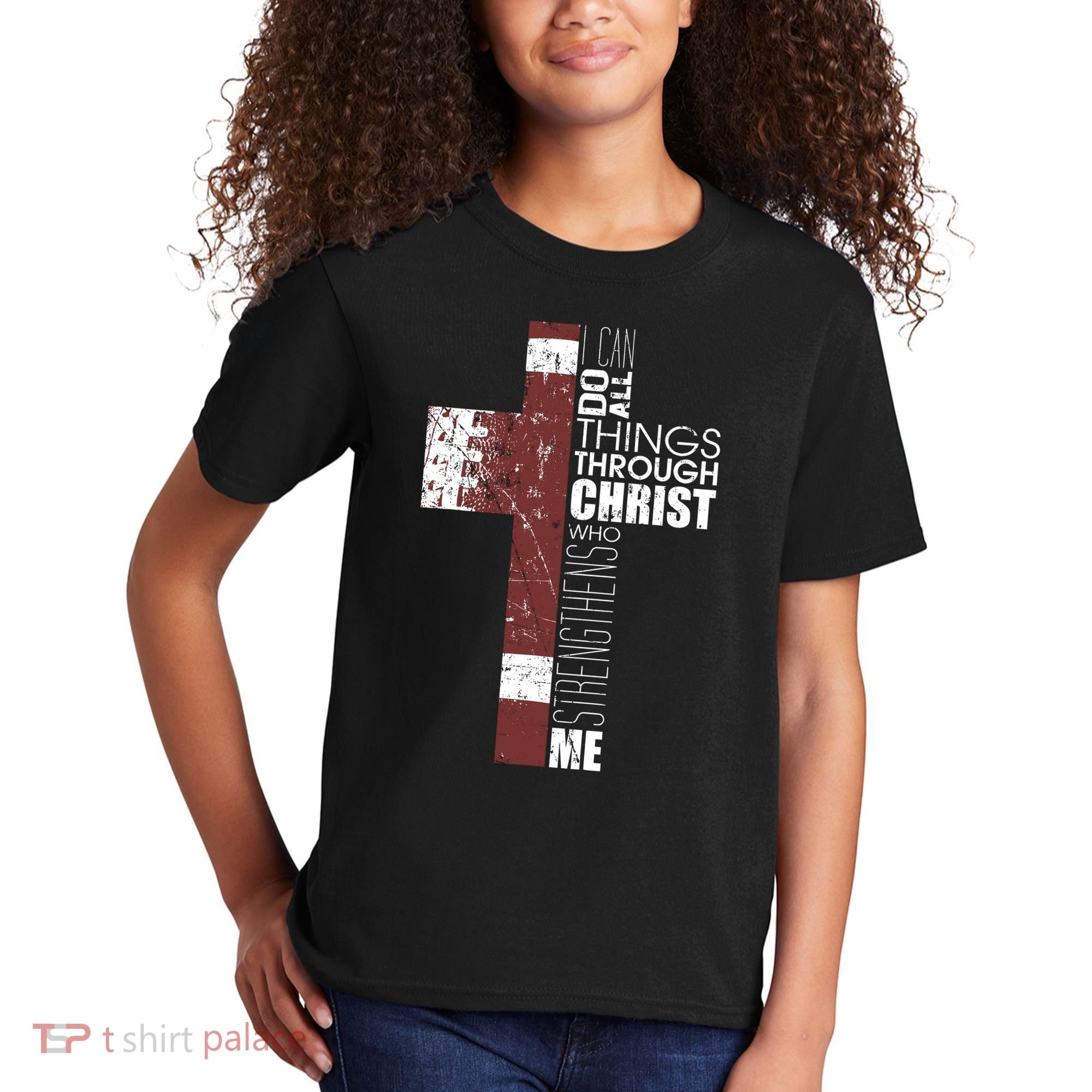 Christian Football Verse I Can Do All Things Through Christ Kids T-Shirt