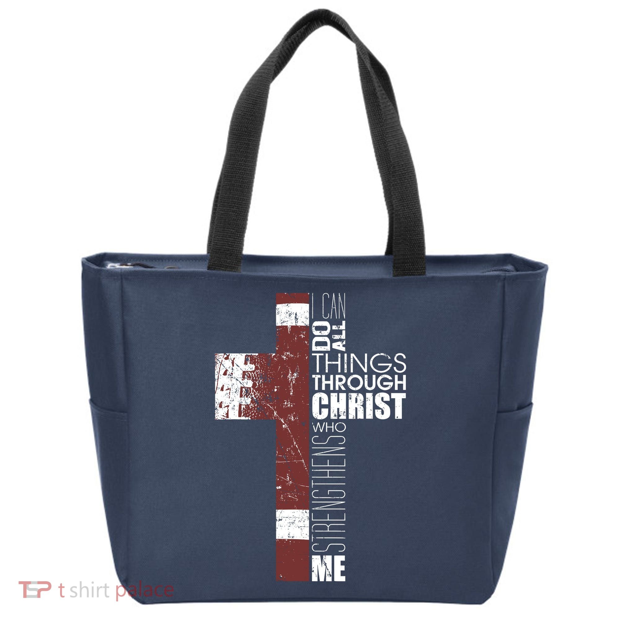 Christian Football Verse I Can Do All Things Through Christ Tote Bag
