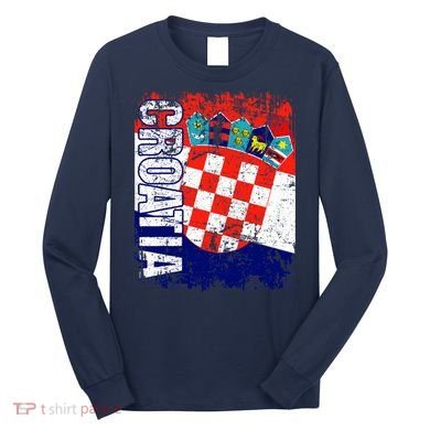 CROATIA Flag Vintage Distressed CROATIA Long Sleeve Shirt