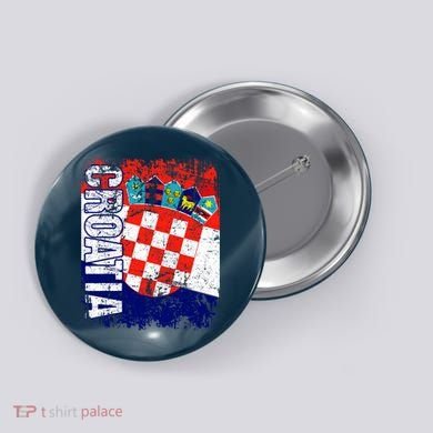CROATIA Flag Vintage Distressed CROATIA Button